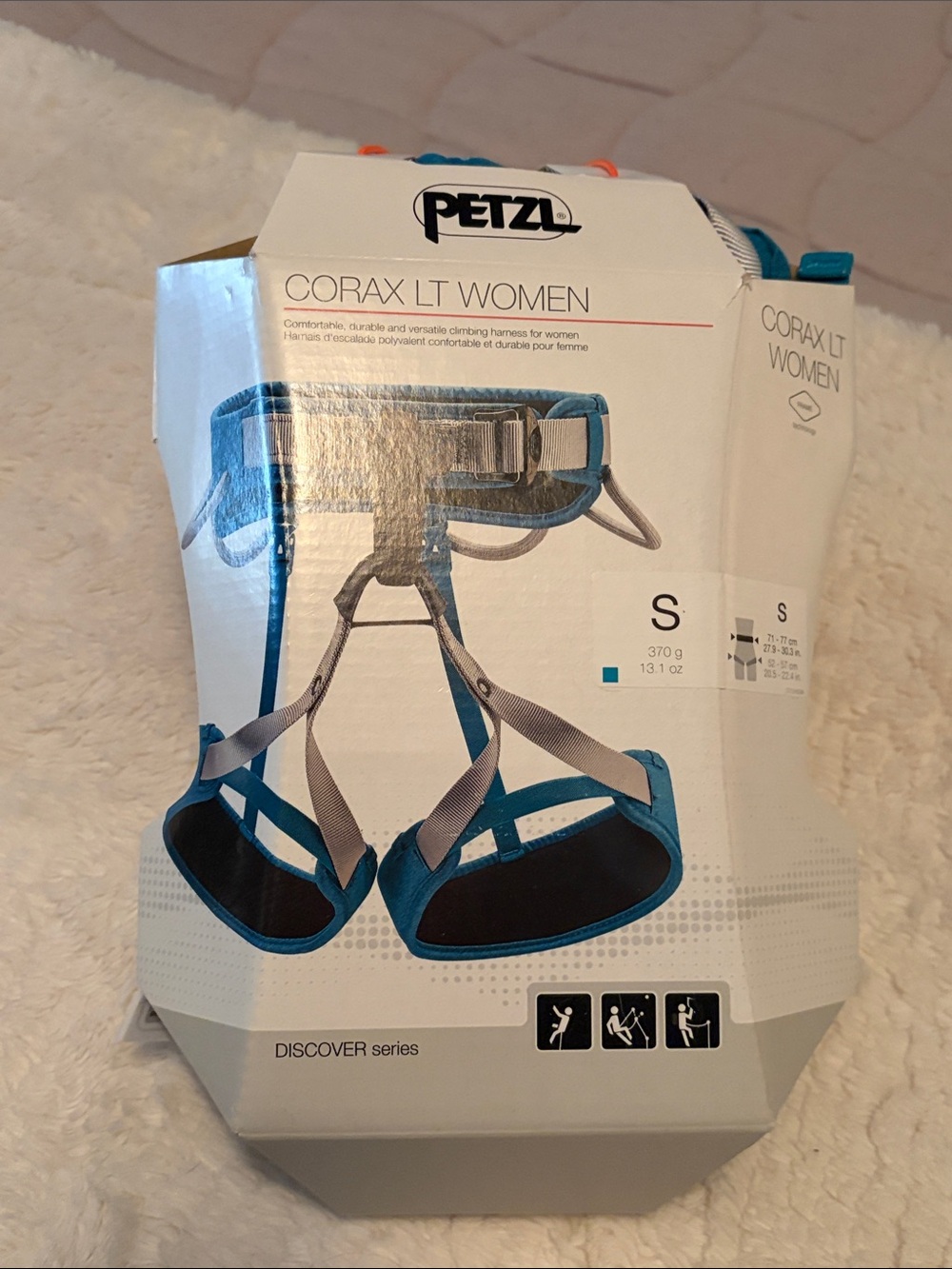 Petzl Corax LT Women Climbing Harness — Teal/Gray